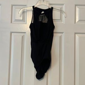 Black mesh front leotard